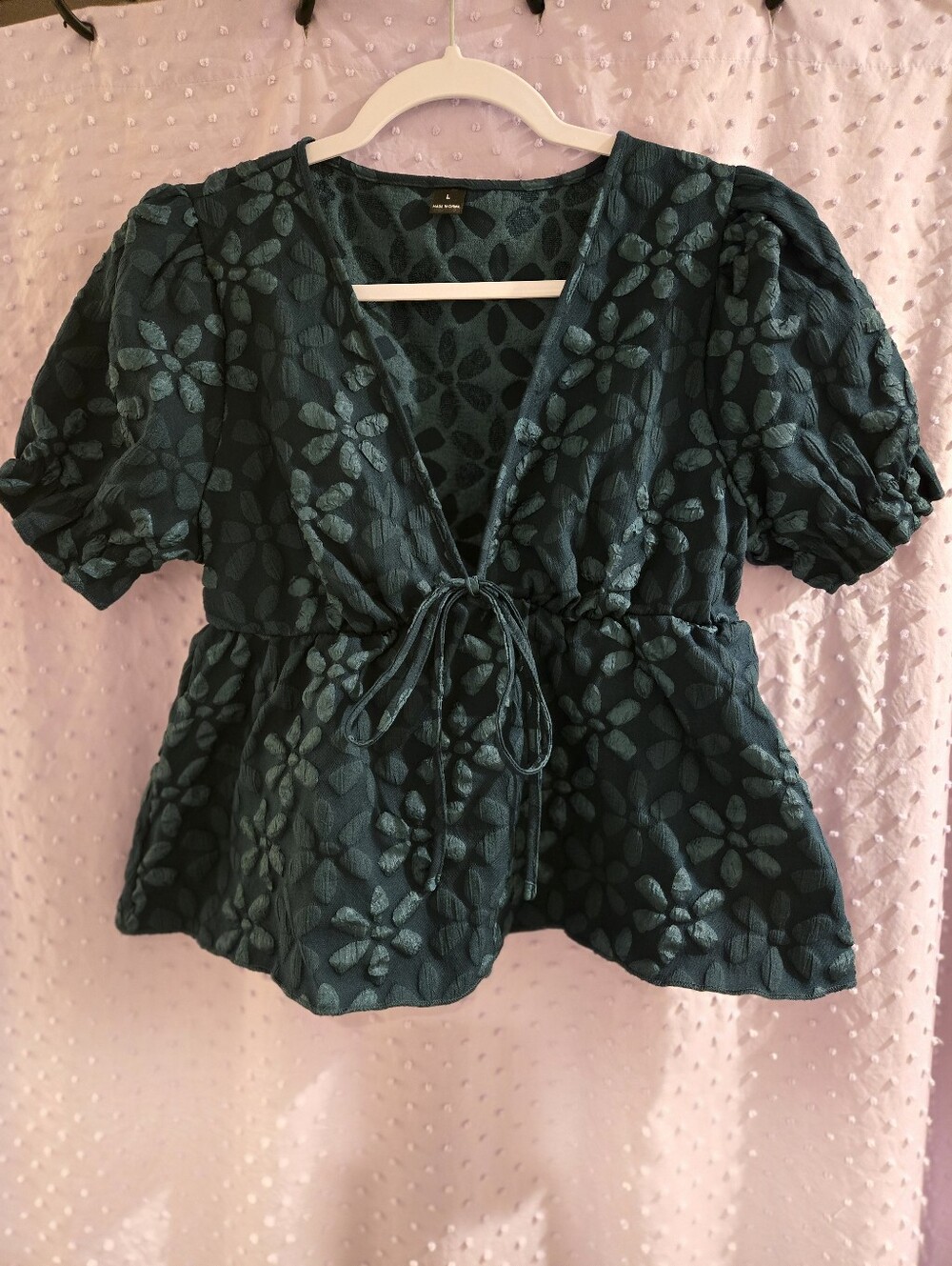 Cropped Peplum Forest Green Blouse